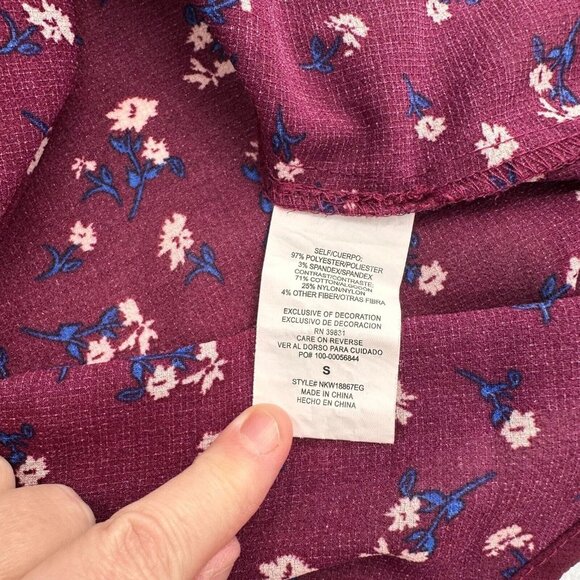 Rewind S Burgundy Floral Sleeveless Lace Detail Blouse Top Western Peasant Boho - Picture 3 of 10